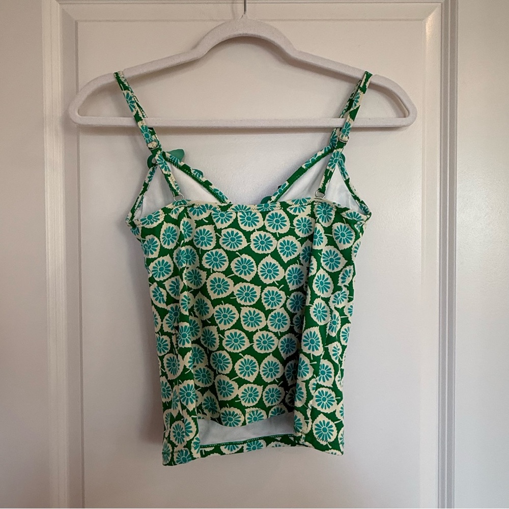 Boden Swim Tankini Top-Green and Blue Pattern with Petal detail - Picture 5 of 5